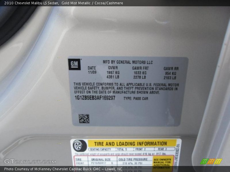Gold Mist Metallic / Cocoa/Cashmere 2010 Chevrolet Malibu LS Sedan