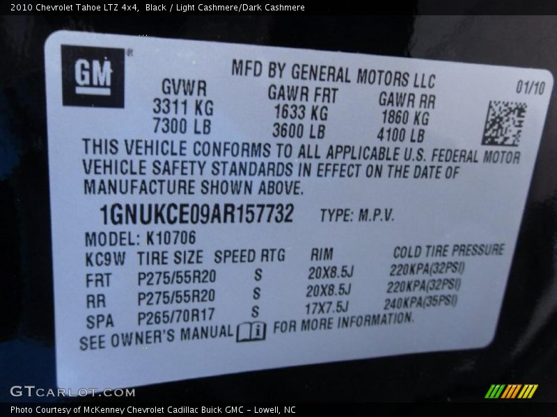 Black / Light Cashmere/Dark Cashmere 2010 Chevrolet Tahoe LTZ 4x4