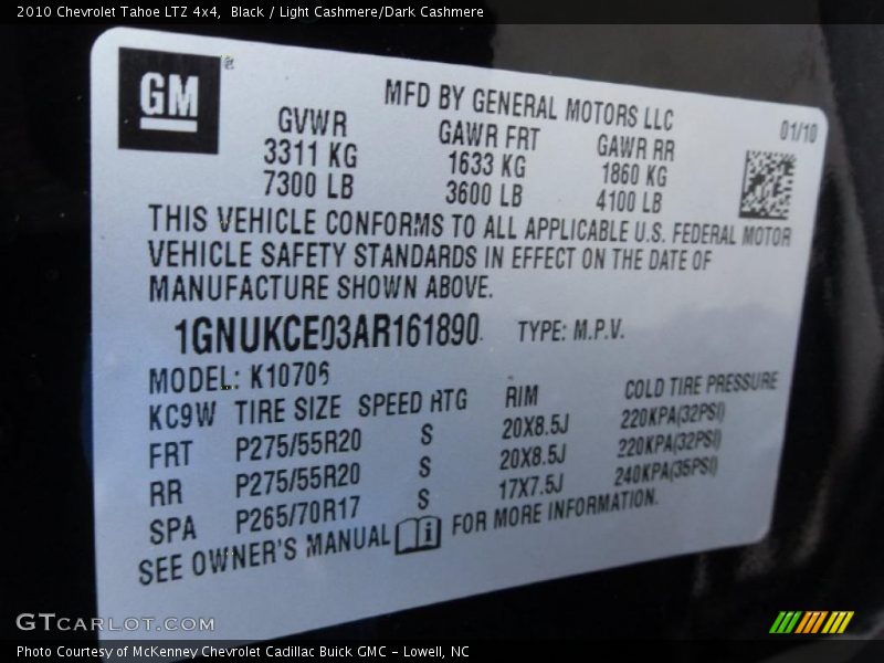 Black / Light Cashmere/Dark Cashmere 2010 Chevrolet Tahoe LTZ 4x4