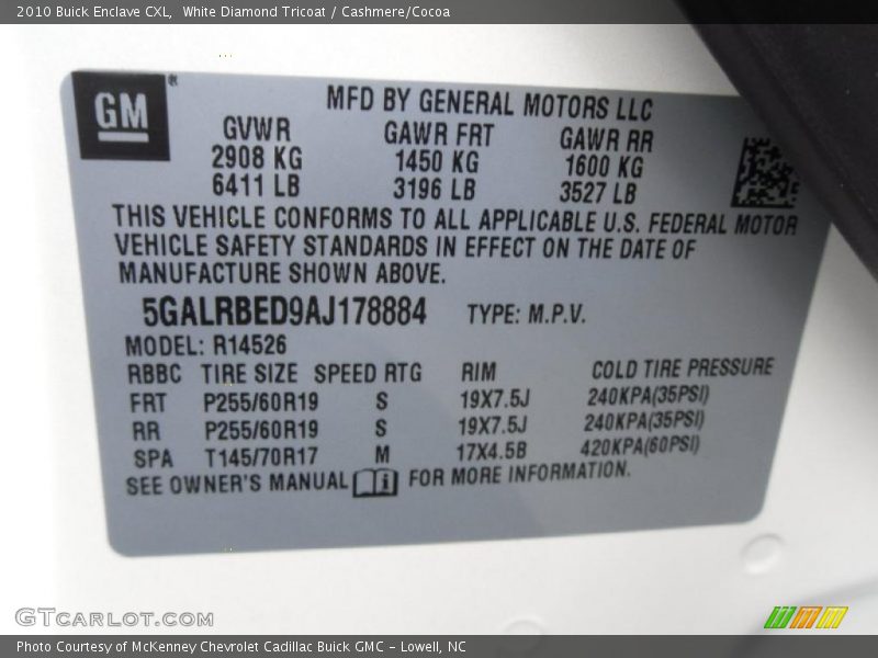 White Diamond Tricoat / Cashmere/Cocoa 2010 Buick Enclave CXL
