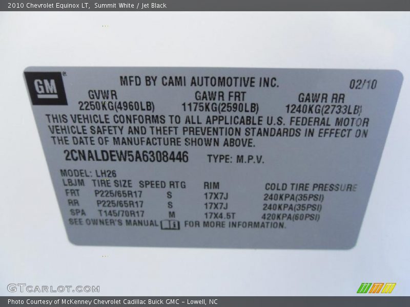 Summit White / Jet Black 2010 Chevrolet Equinox LT