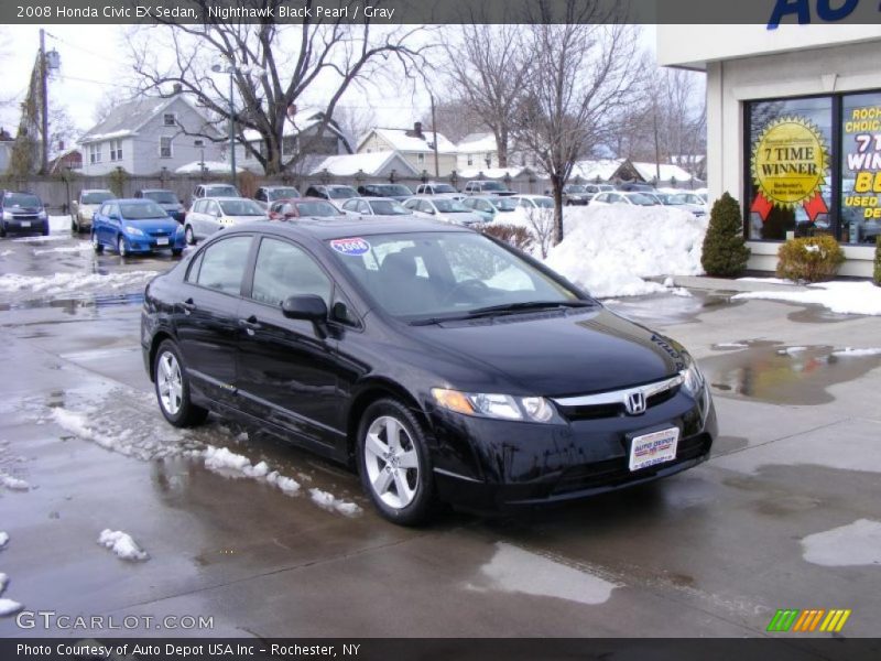Nighthawk Black Pearl / Gray 2008 Honda Civic EX Sedan