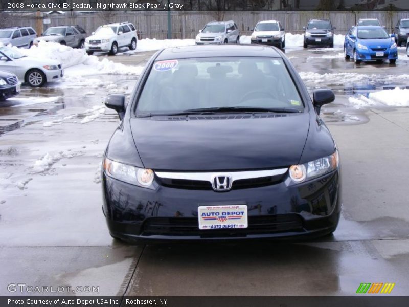 Nighthawk Black Pearl / Gray 2008 Honda Civic EX Sedan