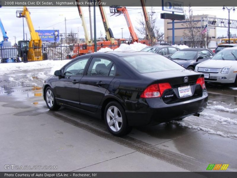 Nighthawk Black Pearl / Gray 2008 Honda Civic EX Sedan