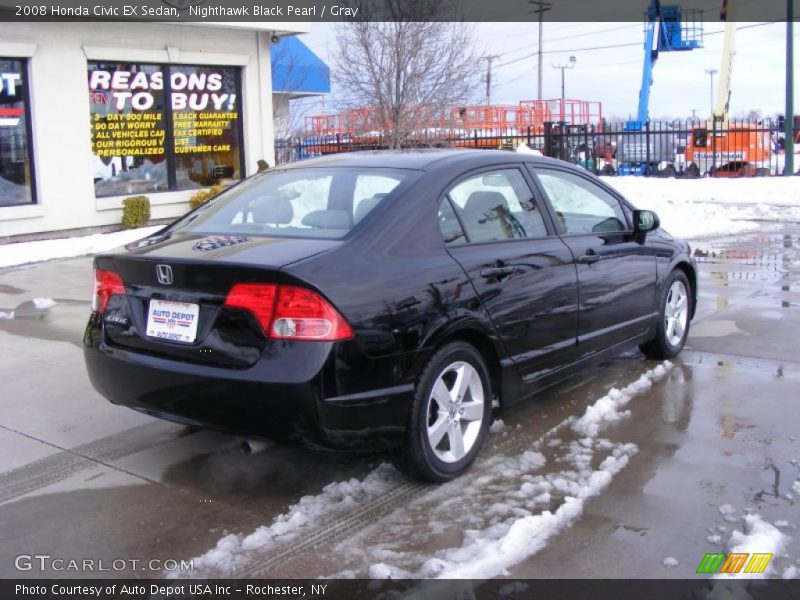 Nighthawk Black Pearl / Gray 2008 Honda Civic EX Sedan