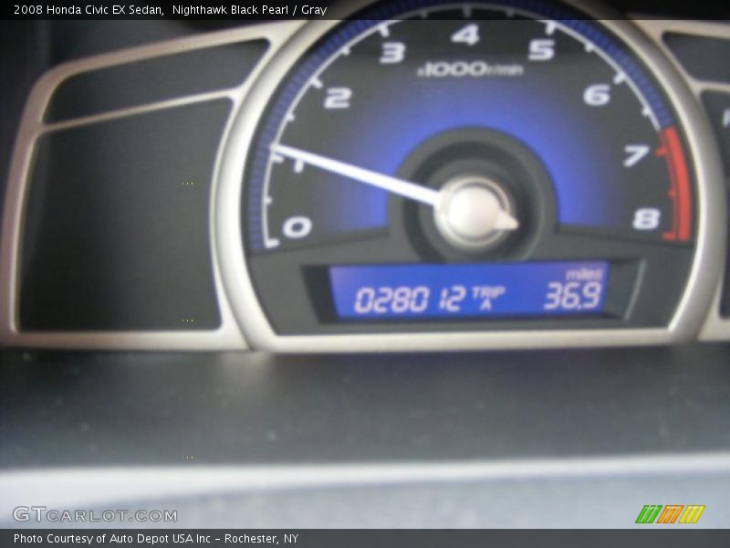 Nighthawk Black Pearl / Gray 2008 Honda Civic EX Sedan
