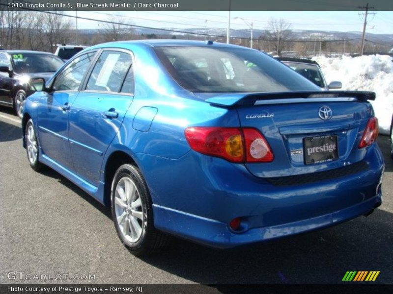 Blue Streak Metallic / Dark Charcoal 2010 Toyota Corolla S