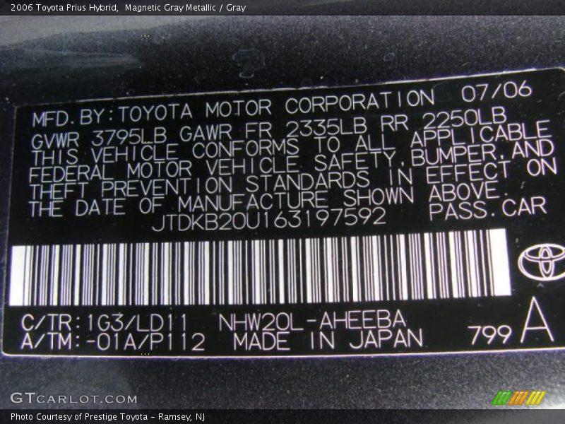 Magnetic Gray Metallic / Gray 2006 Toyota Prius Hybrid