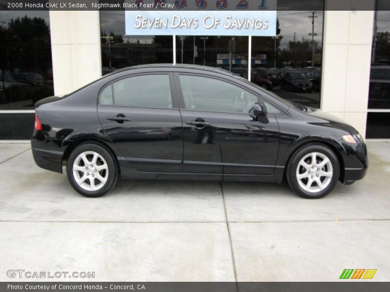 Nighthawk Black Pearl / Gray 2008 Honda Civic LX Sedan