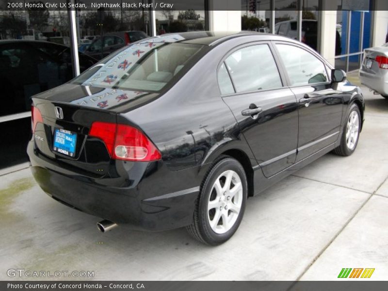 Nighthawk Black Pearl / Gray 2008 Honda Civic LX Sedan
