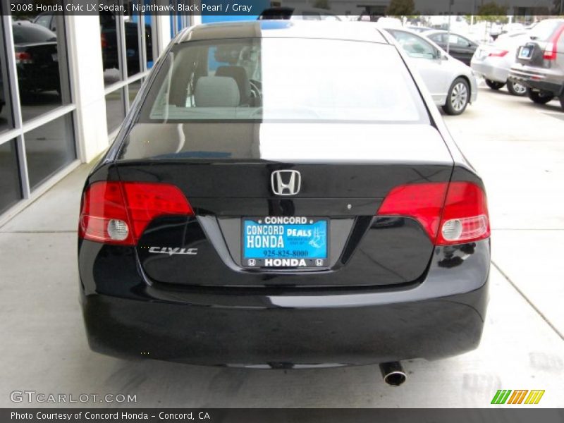 Nighthawk Black Pearl / Gray 2008 Honda Civic LX Sedan