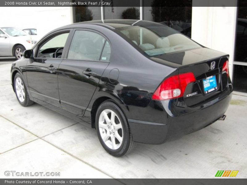 Nighthawk Black Pearl / Gray 2008 Honda Civic LX Sedan