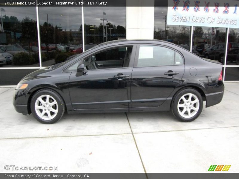 Nighthawk Black Pearl / Gray 2008 Honda Civic LX Sedan