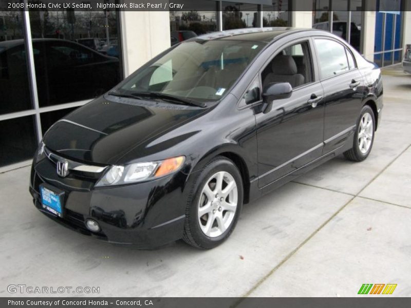 Nighthawk Black Pearl / Gray 2008 Honda Civic LX Sedan