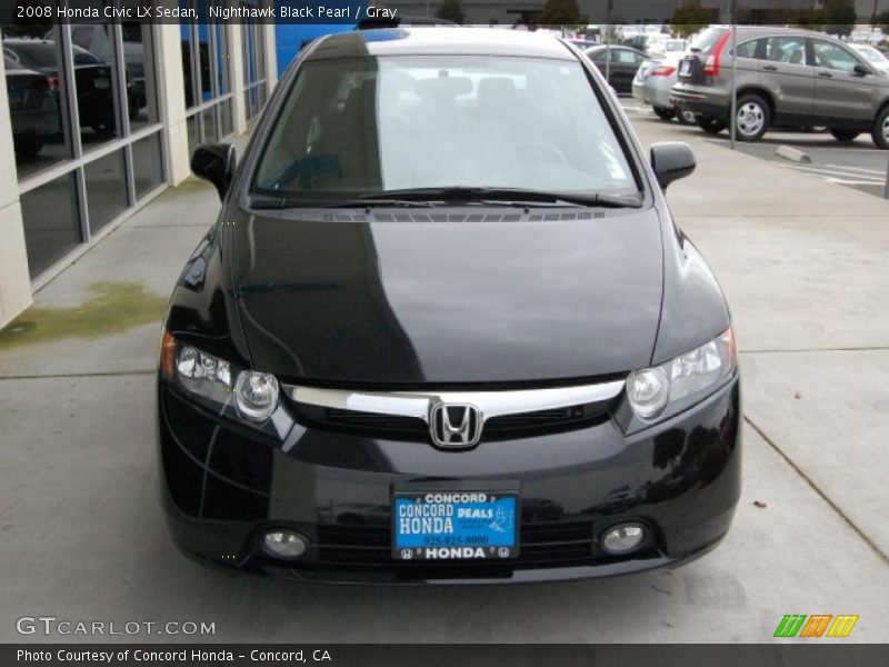 Nighthawk Black Pearl / Gray 2008 Honda Civic LX Sedan