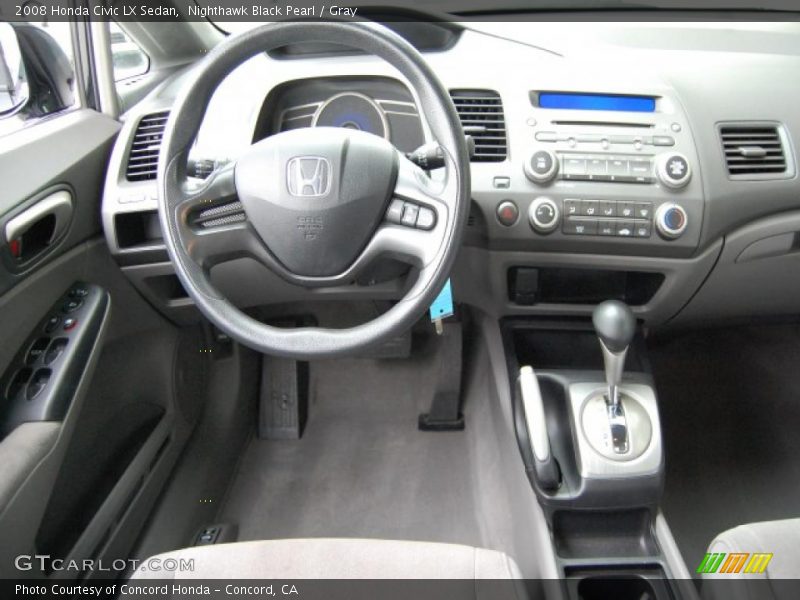 Nighthawk Black Pearl / Gray 2008 Honda Civic LX Sedan