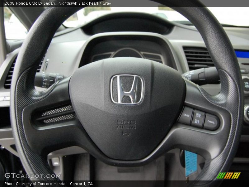 Nighthawk Black Pearl / Gray 2008 Honda Civic LX Sedan