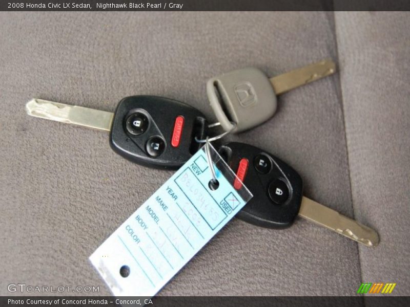 Nighthawk Black Pearl / Gray 2008 Honda Civic LX Sedan