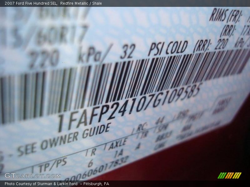 Redfire Metallic / Shale 2007 Ford Five Hundred SEL