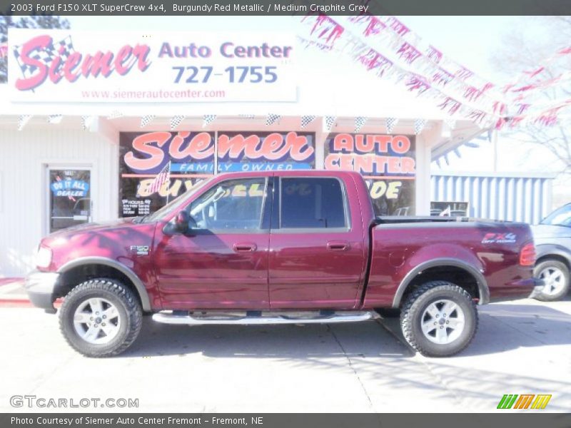 Burgundy Red Metallic / Medium Graphite Grey 2003 Ford F150 XLT SuperCrew 4x4