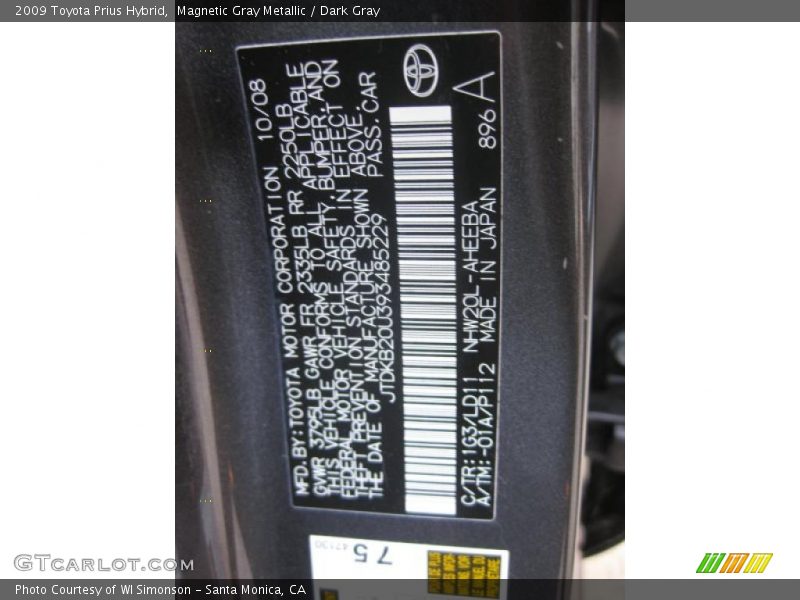 Magnetic Gray Metallic / Dark Gray 2009 Toyota Prius Hybrid
