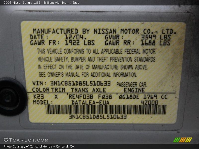 Brilliant Aluminum / Sage 2005 Nissan Sentra 1.8 S