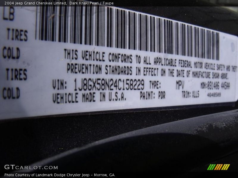 Dark Khaki Pearl / Taupe 2004 Jeep Grand Cherokee Limited
