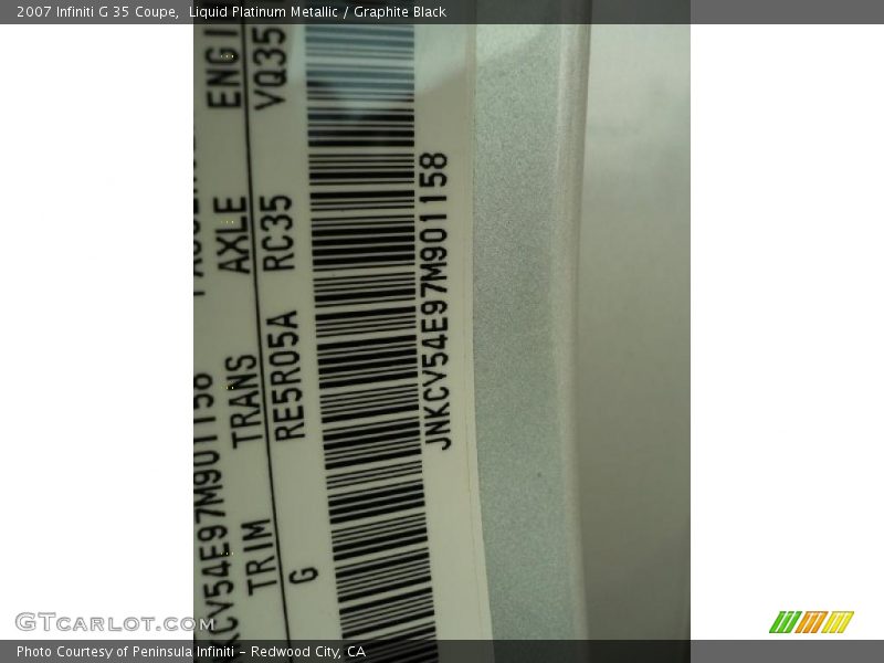 Liquid Platinum Metallic / Graphite Black 2007 Infiniti G 35 Coupe