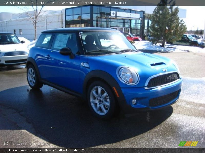 Laser Blue Metallic / Checkered Carbon Black/Black 2010 Mini Cooper S Hardtop