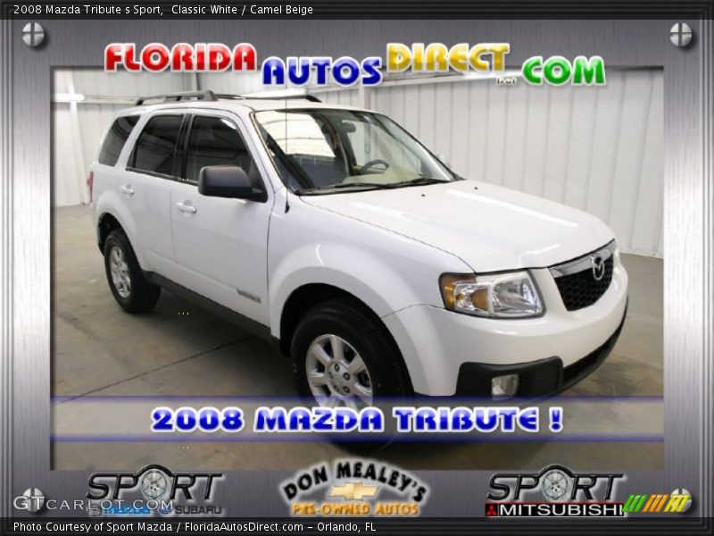 Classic White / Camel Beige 2008 Mazda Tribute s Sport