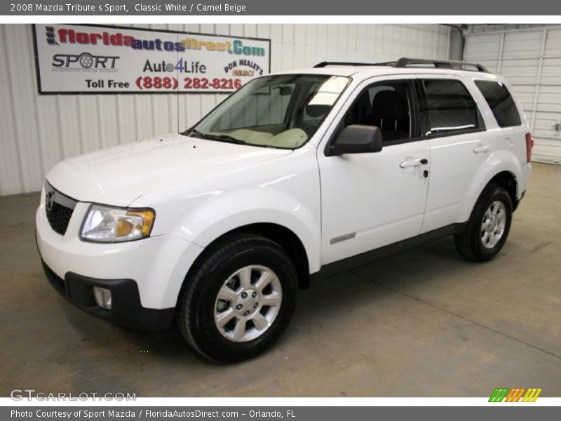 Classic White / Camel Beige 2008 Mazda Tribute s Sport