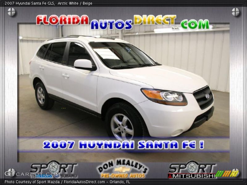 Arctic White / Beige 2007 Hyundai Santa Fe GLS