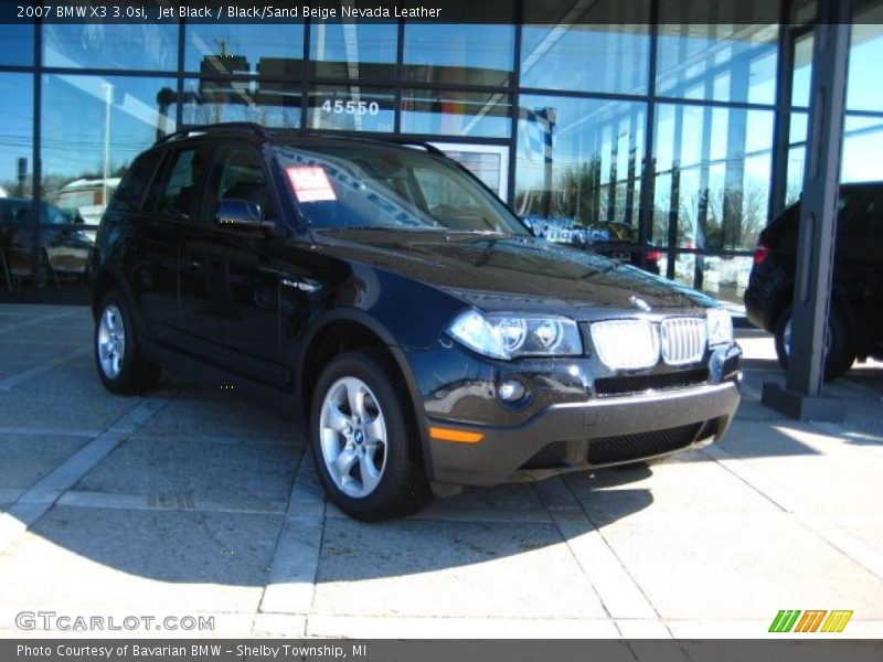 Jet Black / Black/Sand Beige Nevada Leather 2007 BMW X3 3.0si