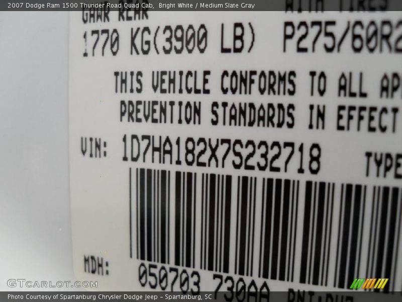 Bright White / Medium Slate Gray 2007 Dodge Ram 1500 Thunder Road Quad Cab
