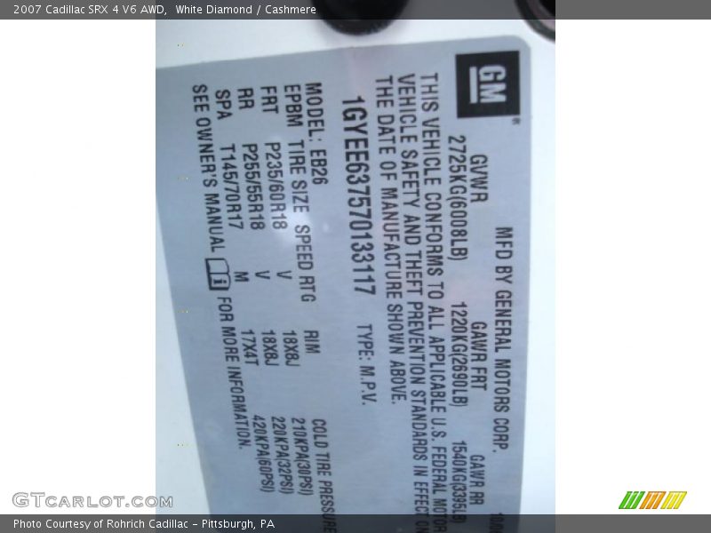 White Diamond / Cashmere 2007 Cadillac SRX 4 V6 AWD