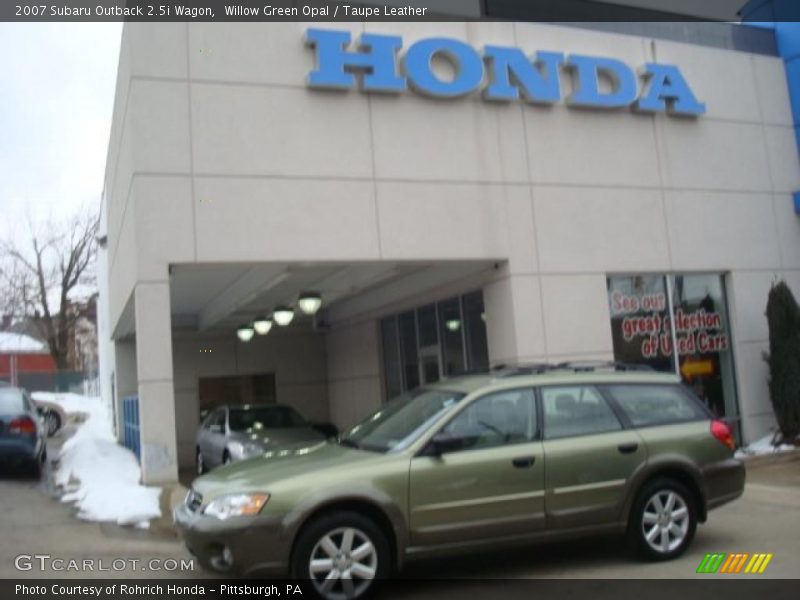 Willow Green Opal / Taupe Leather 2007 Subaru Outback 2.5i Wagon