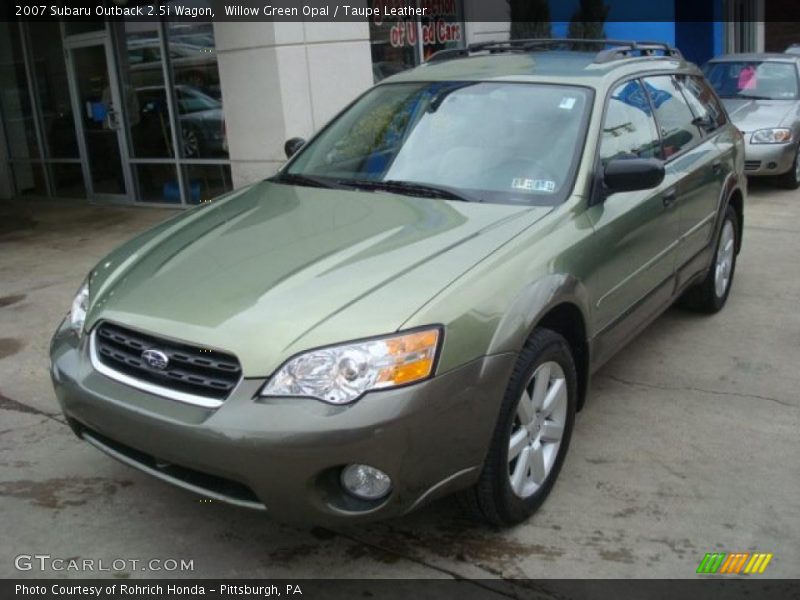 Willow Green Opal / Taupe Leather 2007 Subaru Outback 2.5i Wagon