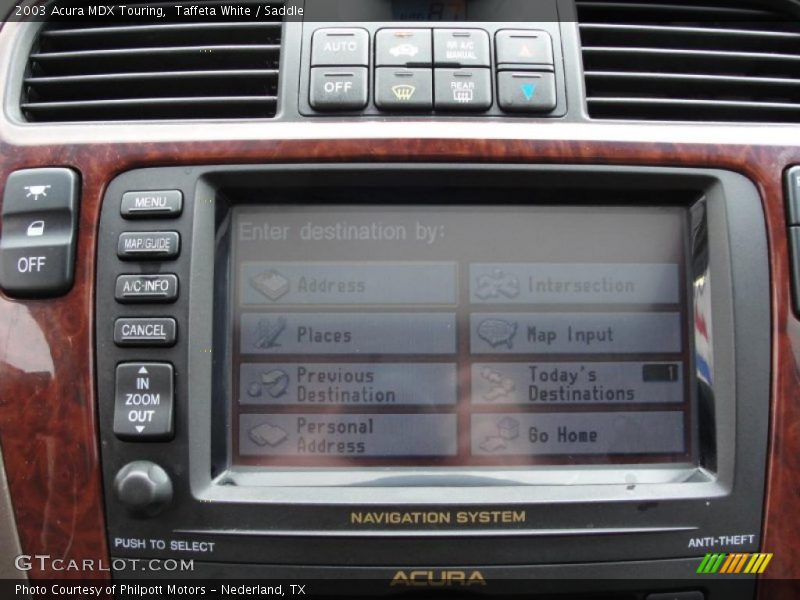Taffeta White / Saddle 2003 Acura MDX Touring