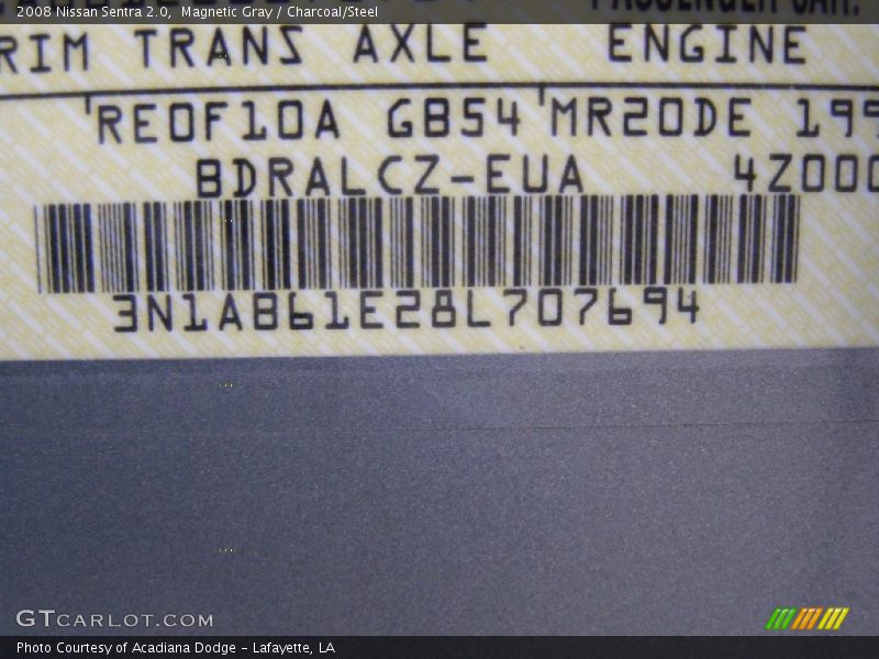 Magnetic Gray / Charcoal/Steel 2008 Nissan Sentra 2.0