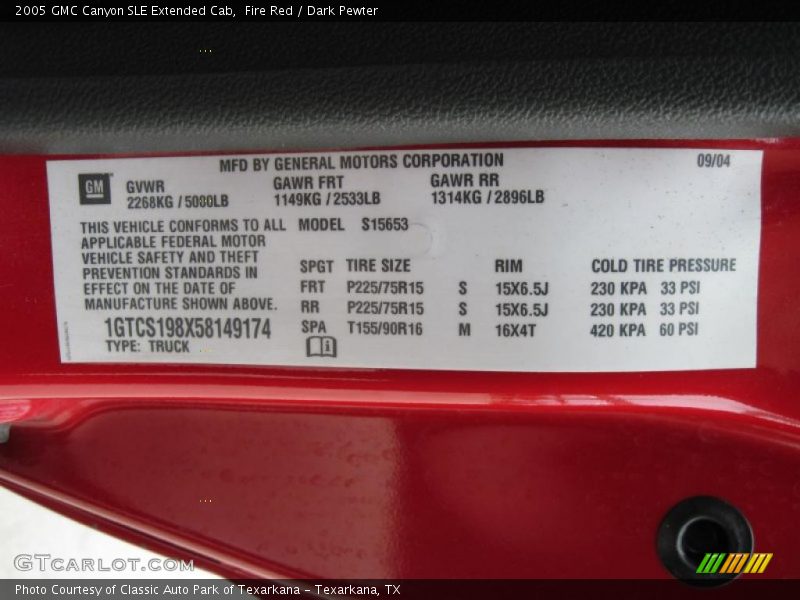 Fire Red / Dark Pewter 2005 GMC Canyon SLE Extended Cab