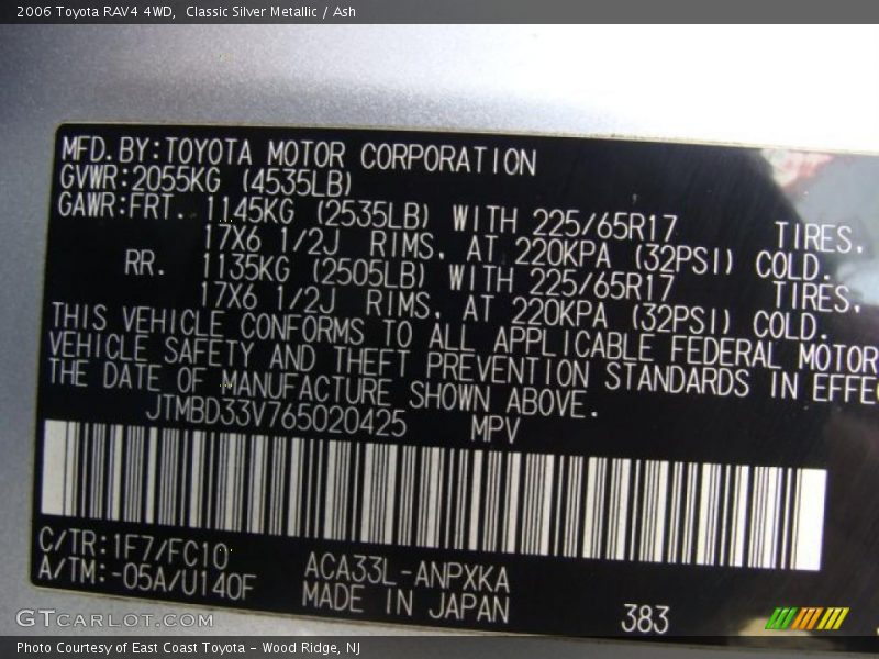 Classic Silver Metallic / Ash 2006 Toyota RAV4 4WD