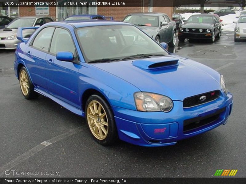 WR Blue Pearl / Black/Blue Ecsaine 2005 Subaru Impreza WRX STi