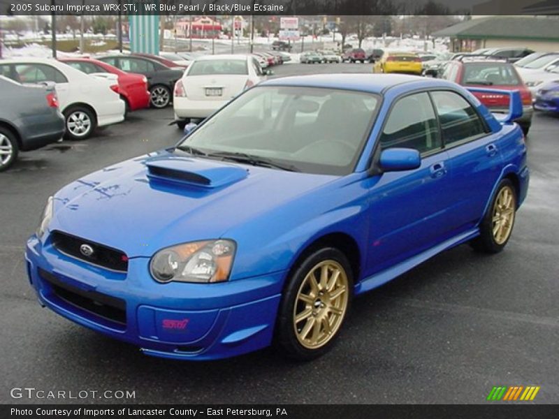 WR Blue Pearl / Black/Blue Ecsaine 2005 Subaru Impreza WRX STi