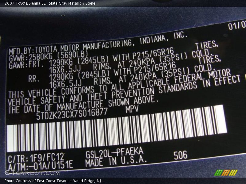 Slate Gray Metallic / Stone 2007 Toyota Sienna LE