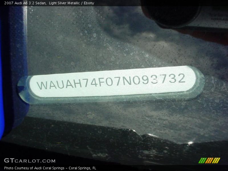 Light Silver Metallic / Ebony 2007 Audi A6 3.2 Sedan