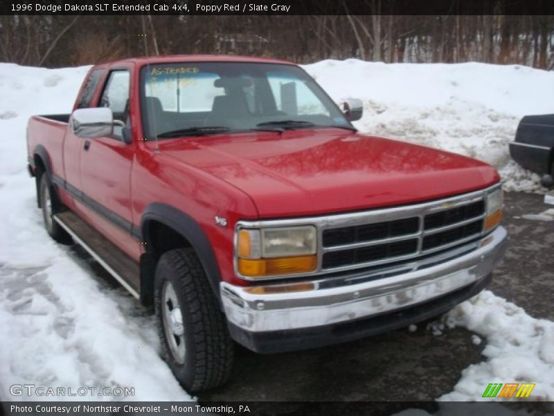 Poppy Red / Slate Gray 1996 Dodge Dakota SLT Extended Cab 4x4