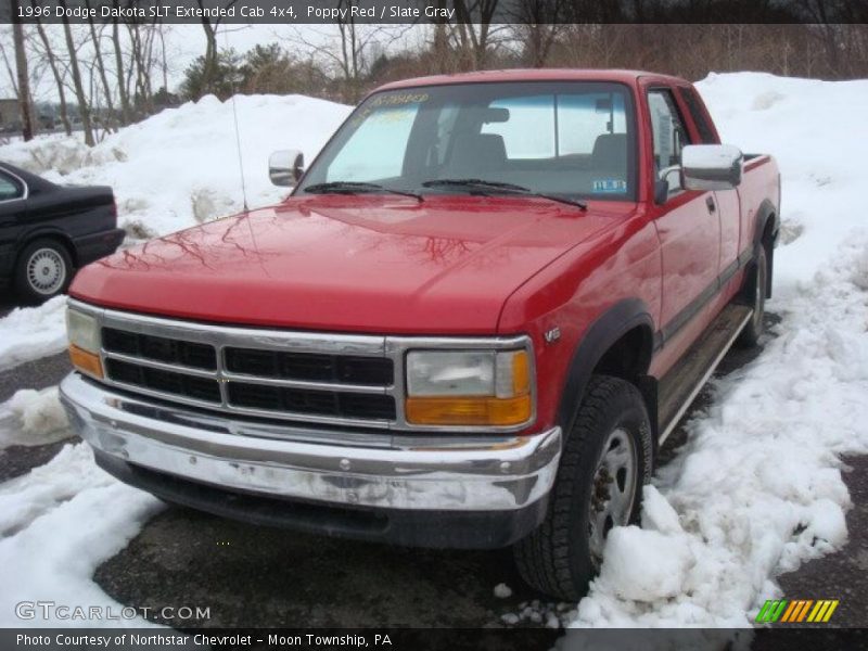 Poppy Red / Slate Gray 1996 Dodge Dakota SLT Extended Cab 4x4