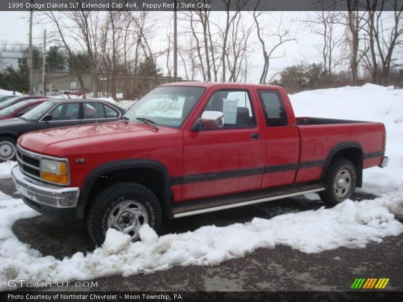 Poppy Red / Slate Gray 1996 Dodge Dakota SLT Extended Cab 4x4