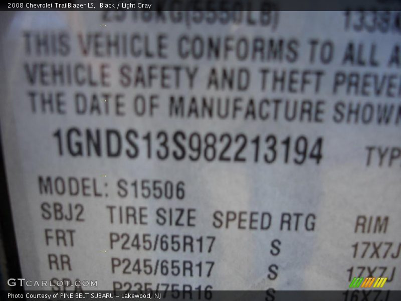 Black / Light Gray 2008 Chevrolet TrailBlazer LS