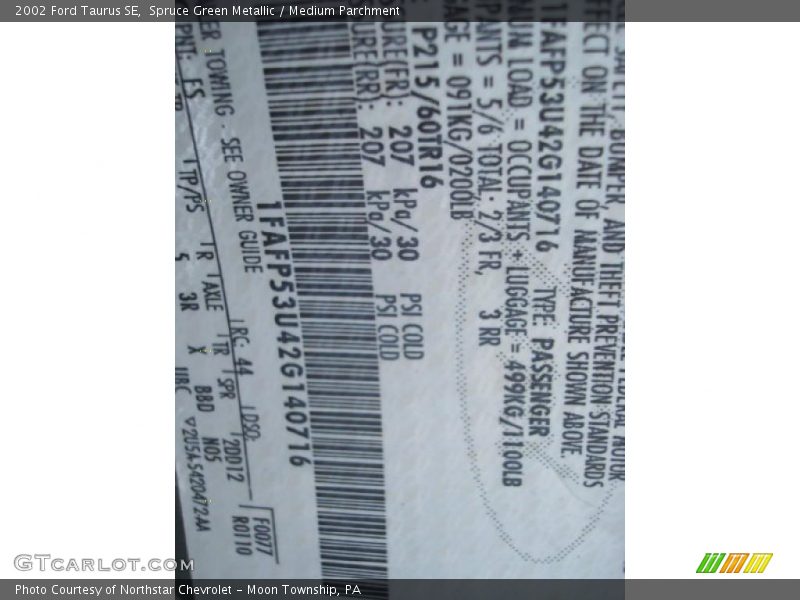 Spruce Green Metallic / Medium Parchment 2002 Ford Taurus SE